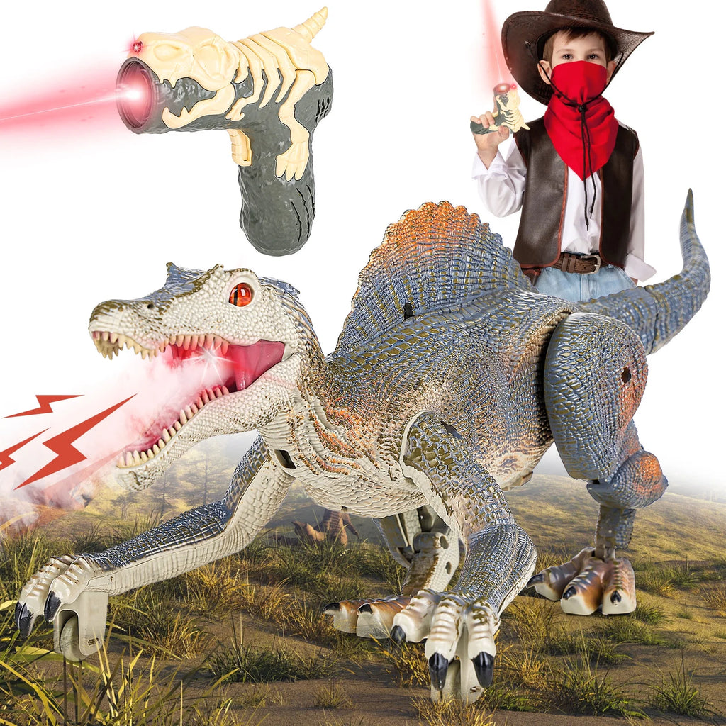 AOKESI Remote Control Dinosaur Toys, Electronic Walking Robotic Dinosaur Toy w/ Light Chasing Remote Control Auto Spraying Roaring, RC Dinosaur Toys Christmas Gift for Kids Boys Girls 3-12