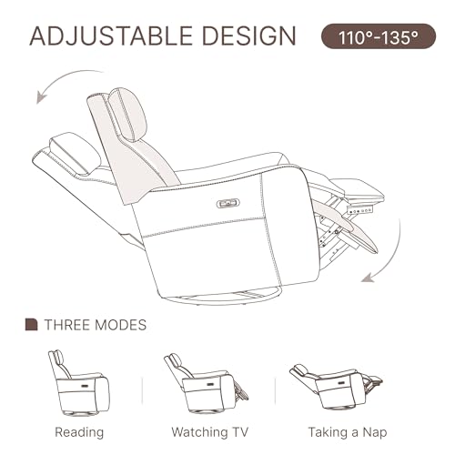 Leather Recliner Chair with USB Port, Terracotta Brown N6419