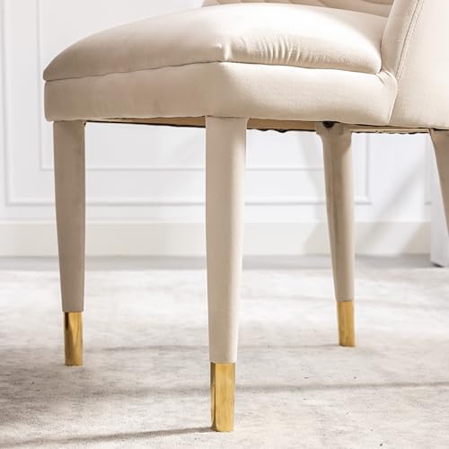 Velvet Dining Chairs Set of 2 with Wood Legs S8795