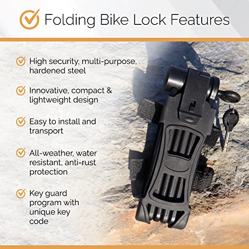 3 Folding Bike Lock Set Keyed Alike Heavy Duty Steel with Mounting Case O687