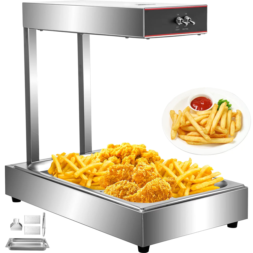 VEVOR 110V French Fry Food Warmer 22"x13", 1000W French Fry Heat Lamp,Stainless Steel Heat Lamp Warmer 86-185?, Food Warmer Diaplay for French Fry, Heat Lamp Commercial for Fry Chicken