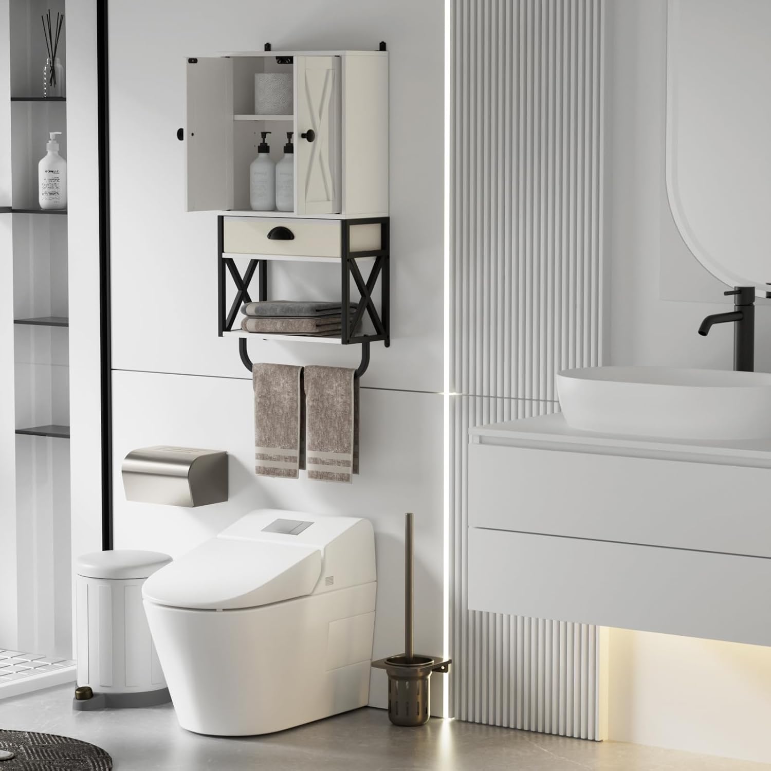 Wall Cabinet with 2 Doors and Adjustable Shelf, White I87858