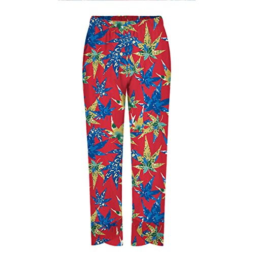 Women Capri Pants Straight Leg Casual Elastic Waist with Pockets V74103