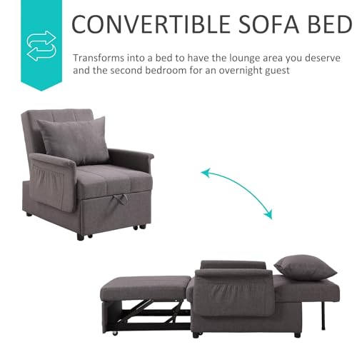 Convertible Sleeper Chair Bed with Adjustable Backrest and Pillow F493780