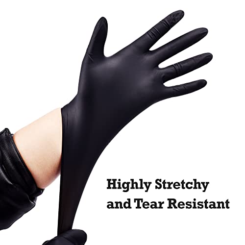 Disposable Nitrile Exam Gloves, 6-mil, Black, Heavy Duty W385813