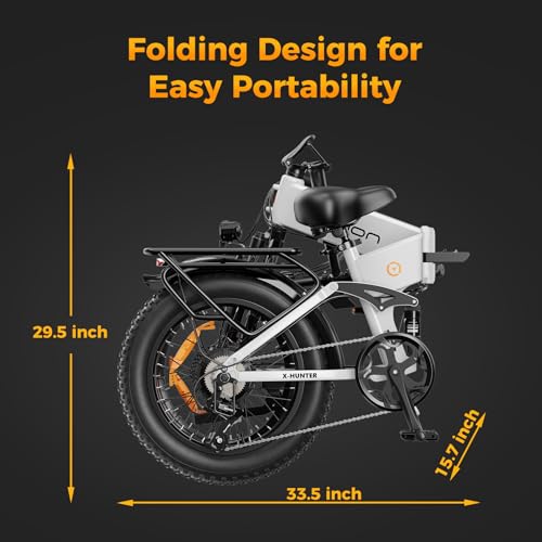 Electric Bike for Adults, 1400W Peak Motor, 30MPH Max Speed, Removable Battery, Full Suspension, Foldable Fat Tire Ebike J4993
