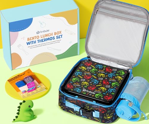 Bento Box for Kids Adults - Leakproof 3 Compartments Lunch Set with Thermos, Water Bottle, Lunch Bag & Cutlery C614861