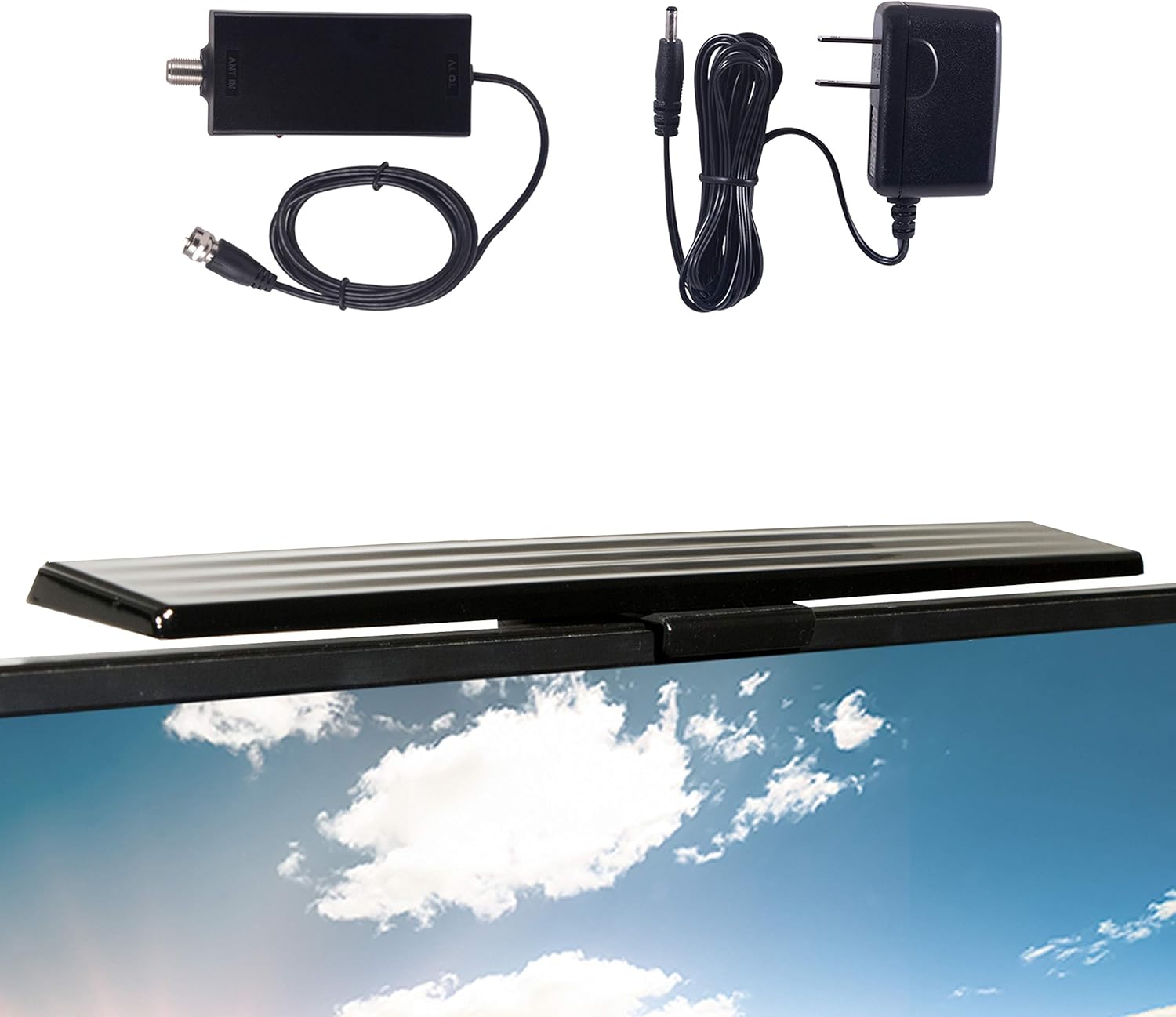 Amplified HD Digital TV Antenna, Indoor 4K 1080P VHF UHF with Signal Booster and 5ft Coax Cable S466758