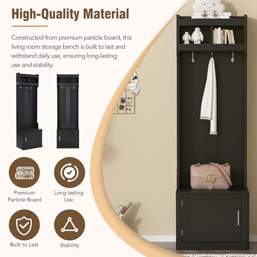 Hall Tree with Shoe Storage Bench and Coat Rack, White M91822