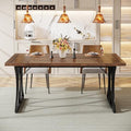 Tribesigns Farmhouse Dining Table for 6 People, 63 L x31W x 30 H Inches Rectangle Kitchen Table Dinner Table for Dinning Room&Kitchen, Living Room, (Brown& Black)