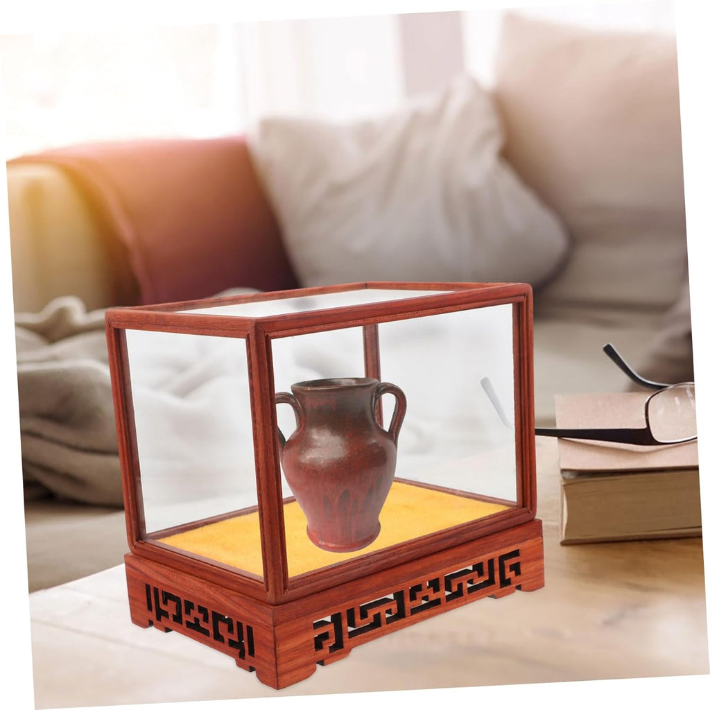 Transparent Glass Dome Cloche with Wooden Base J149