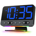 Digital Alarm Clocks for Bedrooms: Large Bold Number 5 Brightness Dimmer - Easy to Read Across The Room - 5 Alarm Sound 8 Night Light - Silver