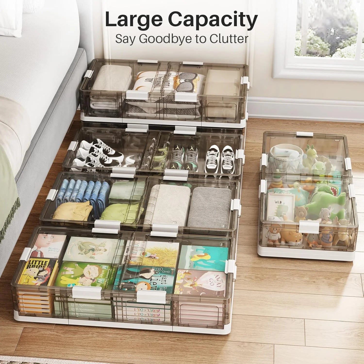 Under Bed Storage Containers with Wheels, Foldable, 2 Pack C17089