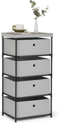 MOOACE Fabric Storage Dresser with Drawers, 4 Drawers Clothes Organizer and Storage Tower for Bedroom, Small Fabric Storage and Chest of Drawers, Light Gray