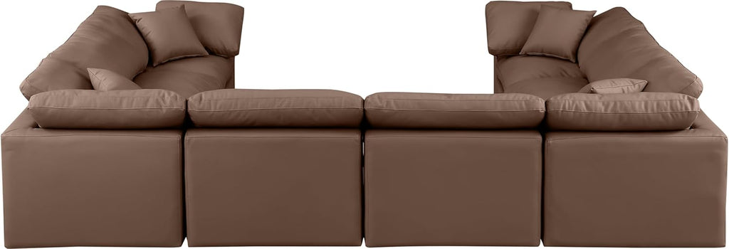 Modern Sectional Sofa with Vegan Leather and Fiber-Filled Cushions G720339
