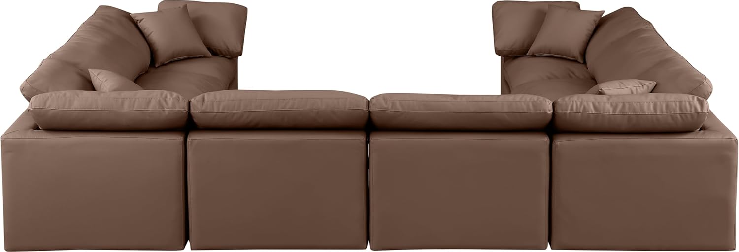Modern Sectional Sofa with Vegan Leather and Fiber-Filled Cushions G720339