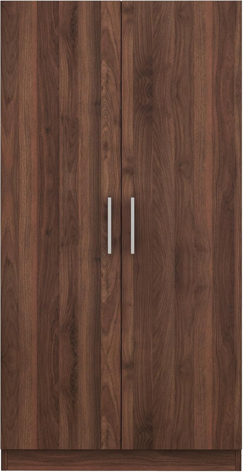 Freestanding Mirror Wardrobe with 2 Drawers, Shelves & Hanging Rod Z89945