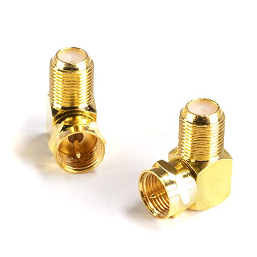 Gold Coaxial Cable Right Angle Connector 25 Pack for TV Mounting J9437