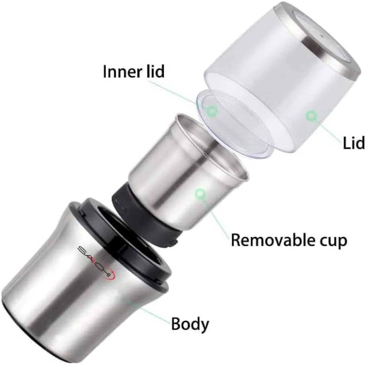 Electric Coffee Grinder with 2 Stainless Steel Blades and Removable Bowls Z25154