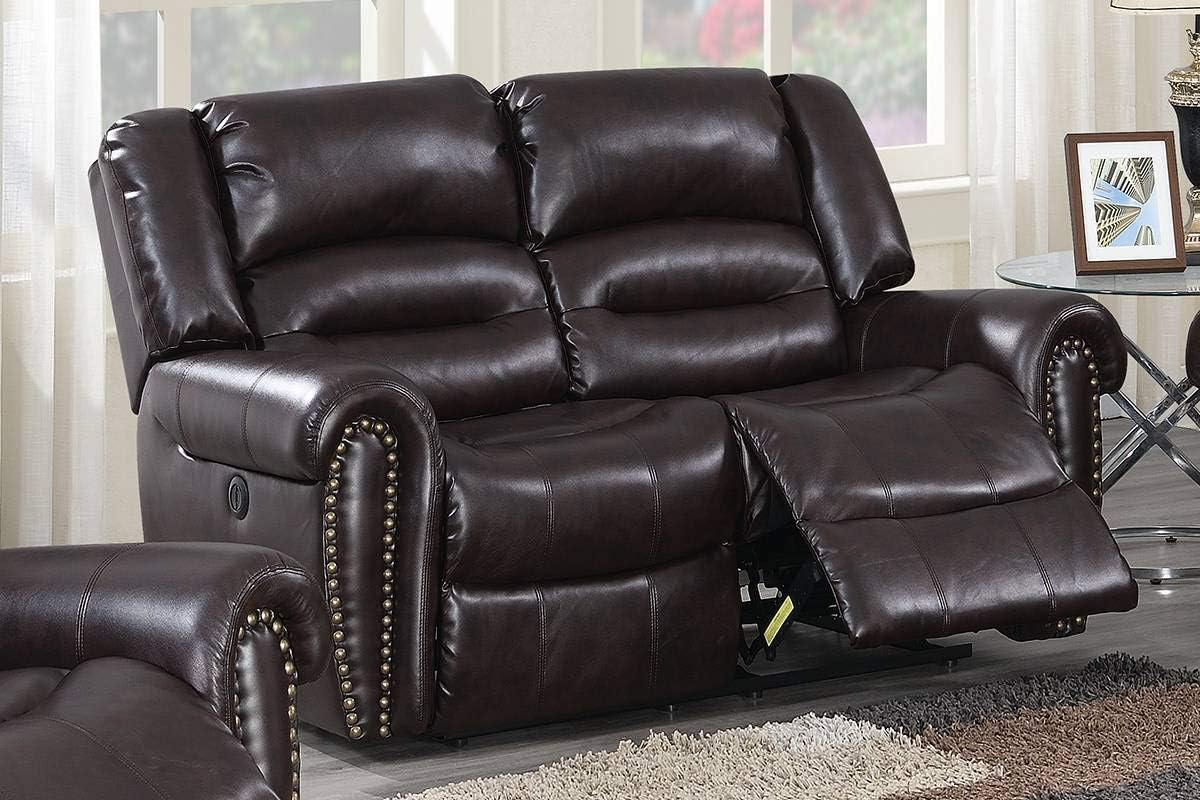 Nivala 2 Pieces Power Motion Sofa and Loveseat in Brown Bonded Leather