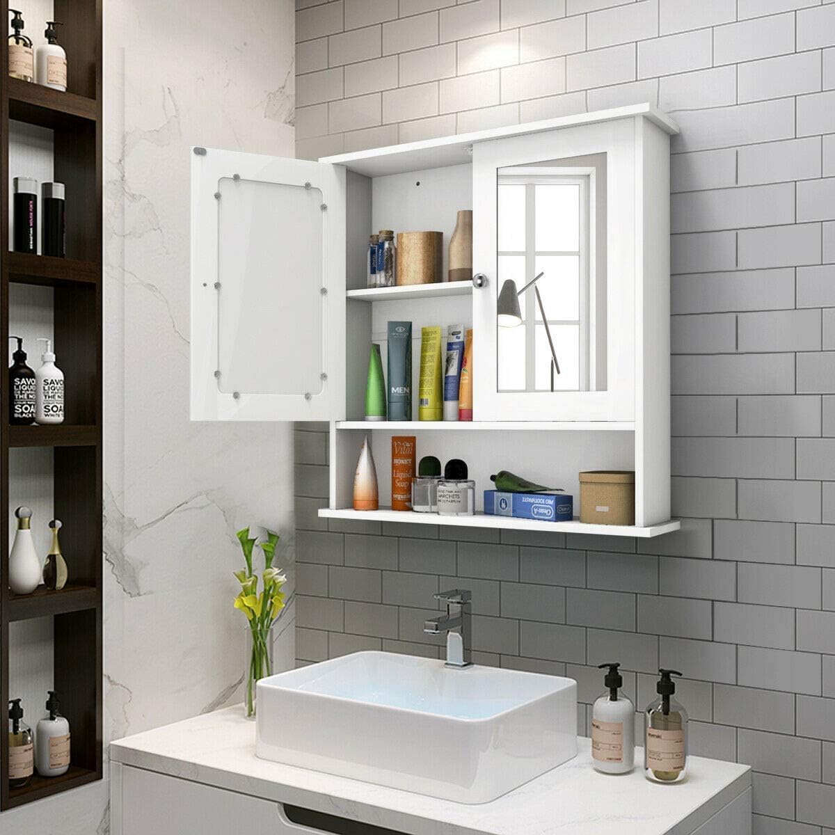 Wall Bathroom Storage Cabinet, White P536