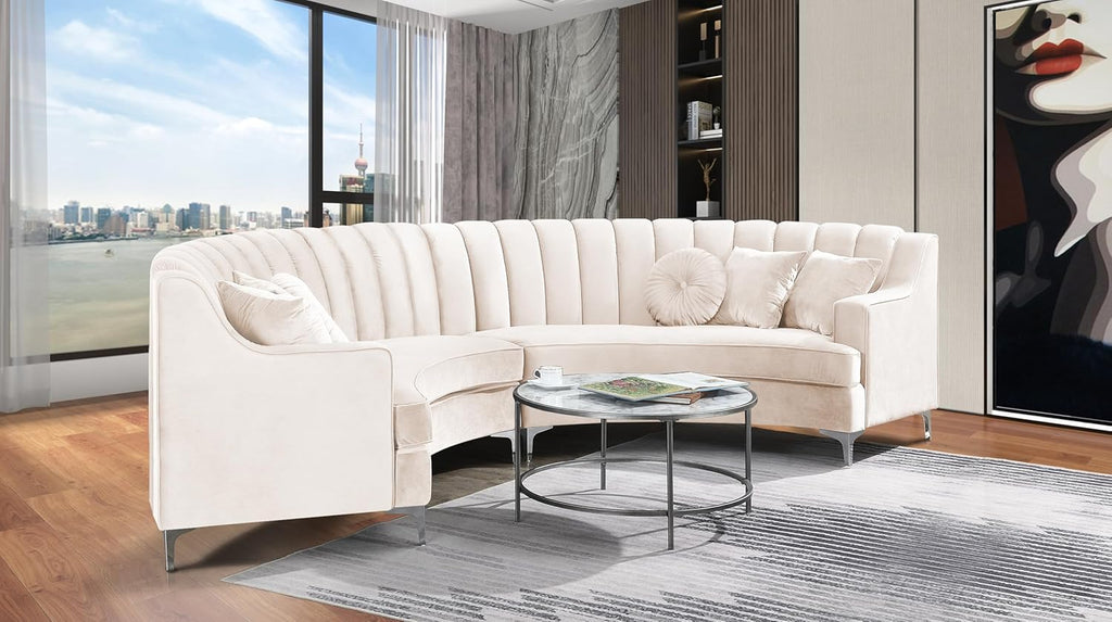 Curved Velvet Sectional Sofa for Living Room N379