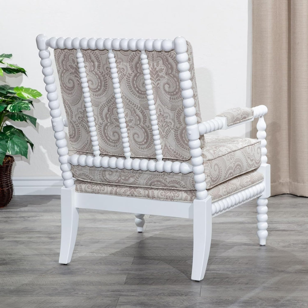 White Fabric Spindle Chair Y615