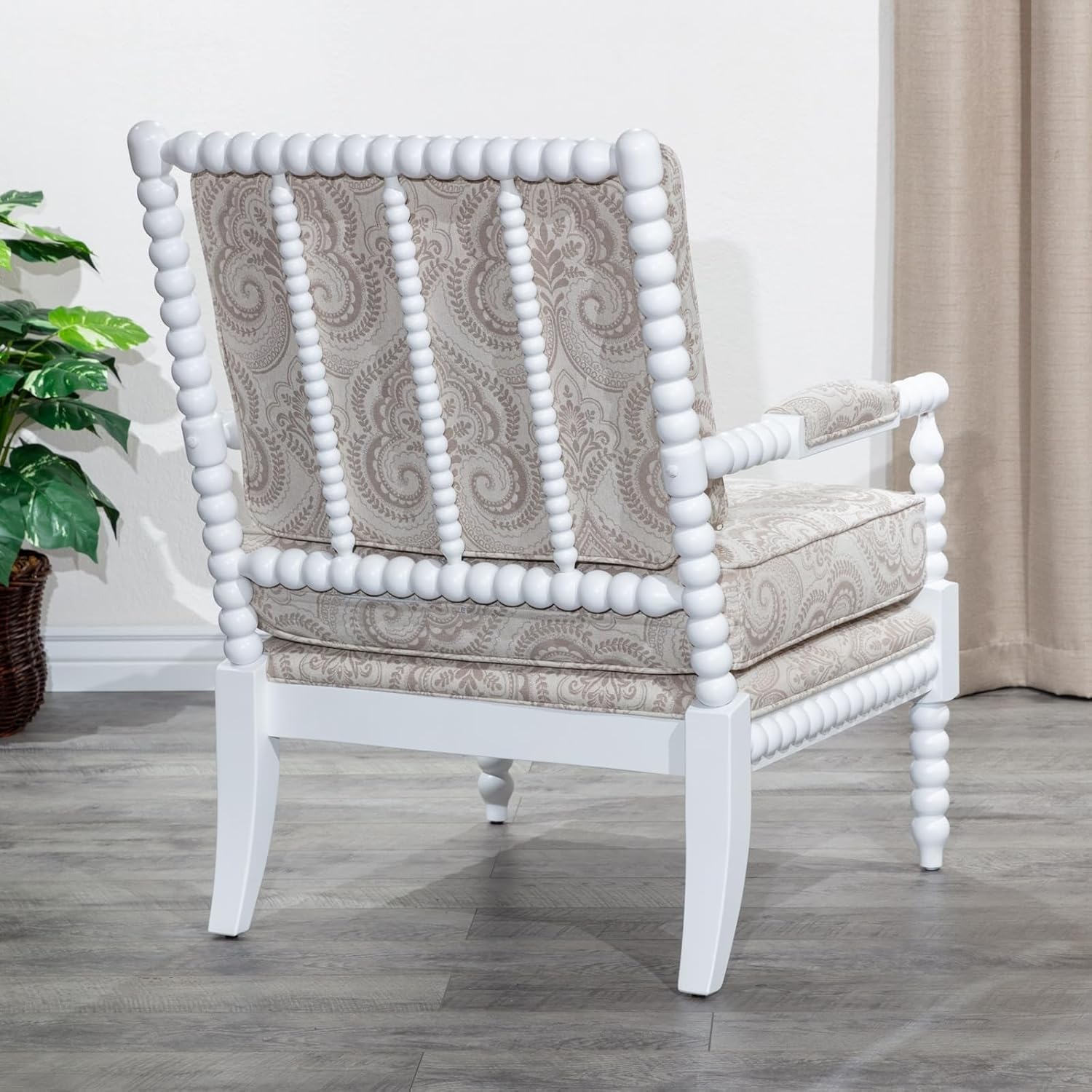White Fabric Spindle Chair Y615