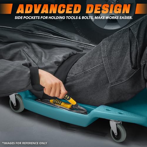 Low Profile Automotive Creeper with Padded Headrest, Red U80837