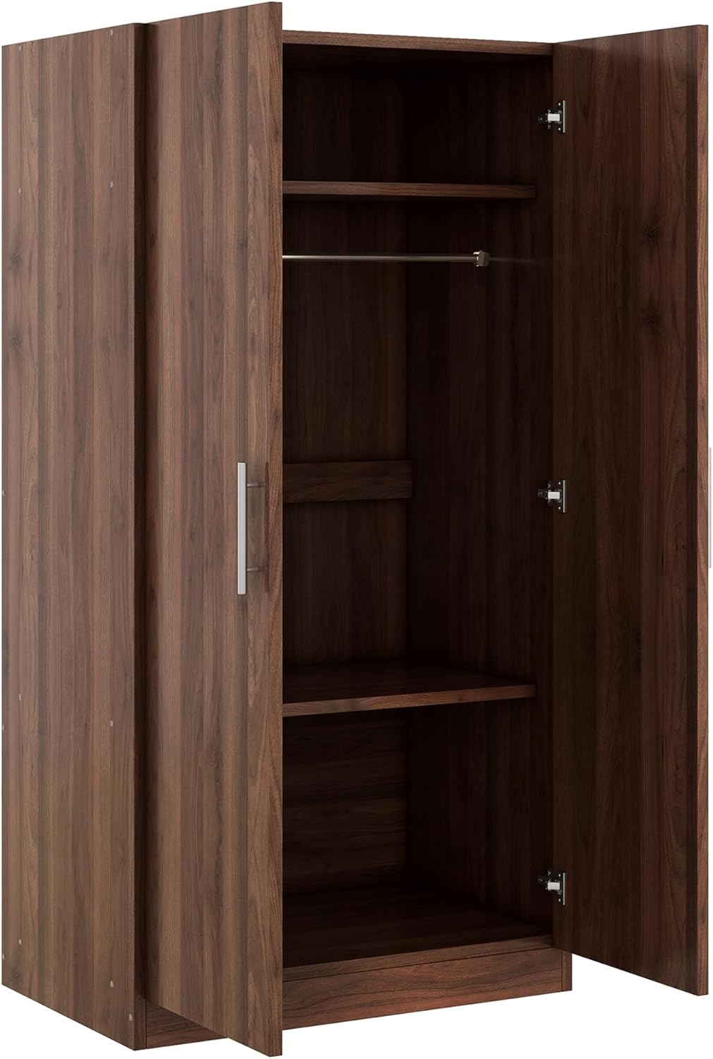 Freestanding Mirror Wardrobe with 2 Drawers, Shelves & Hanging Rod Z89945