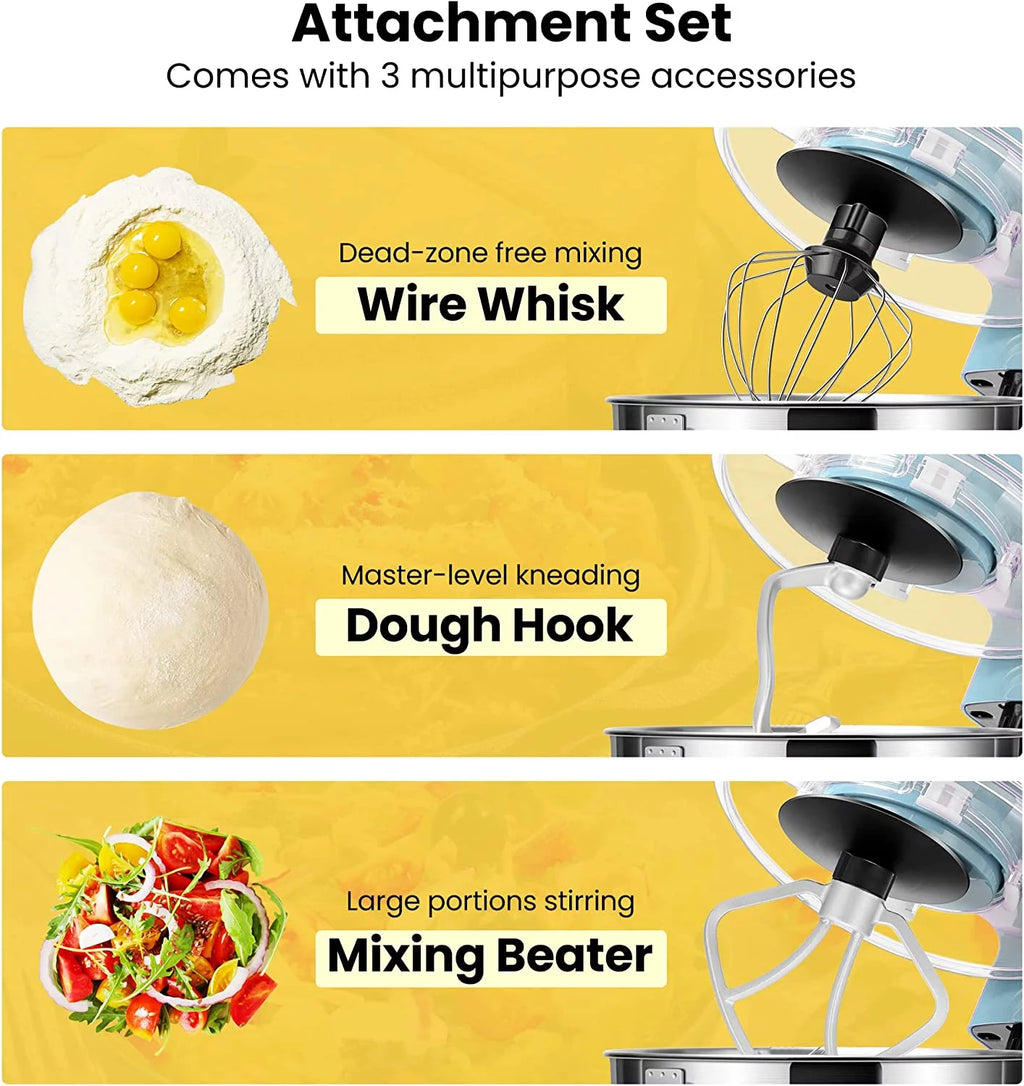 Stand Mixer, 660W 10 Speed 6 Quart Tilt-Head Electric Food Mixer with Beater, Dough Hook, Wire Whip E769