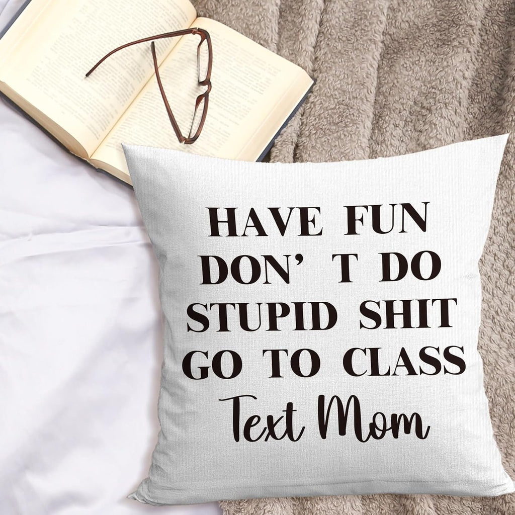 Funny Text Throw Pillow Covers 18x18, Dorm Room Classroom Decor D3504
