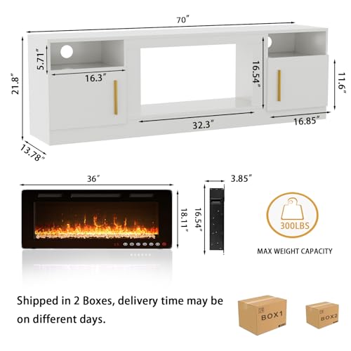Electric Fireplace TV Stand for Living Room, Fits Up to 80" TVs Q985446