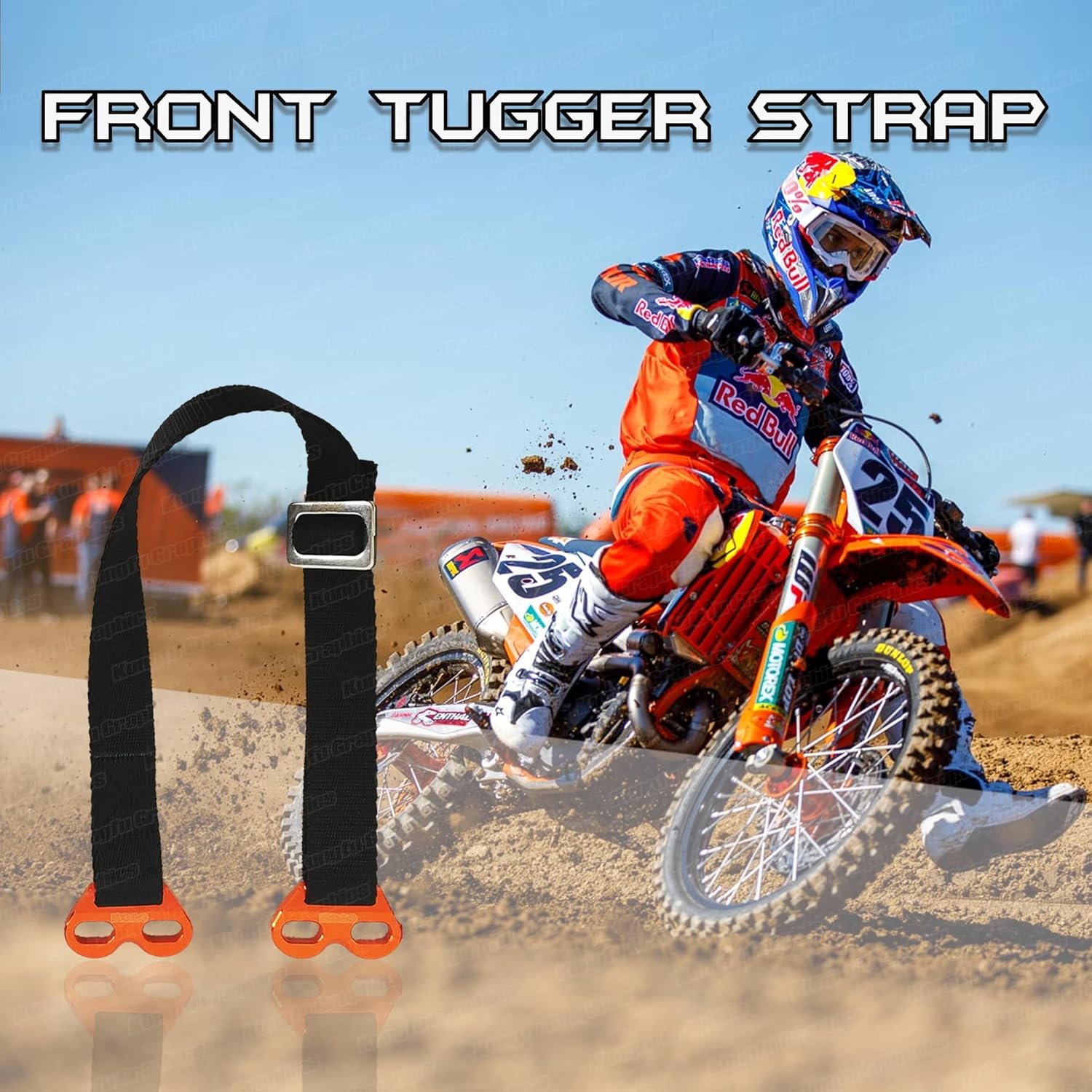 Adjustable Rescue Strap for Dirtbikes Motocross Enduro, Orange L126277