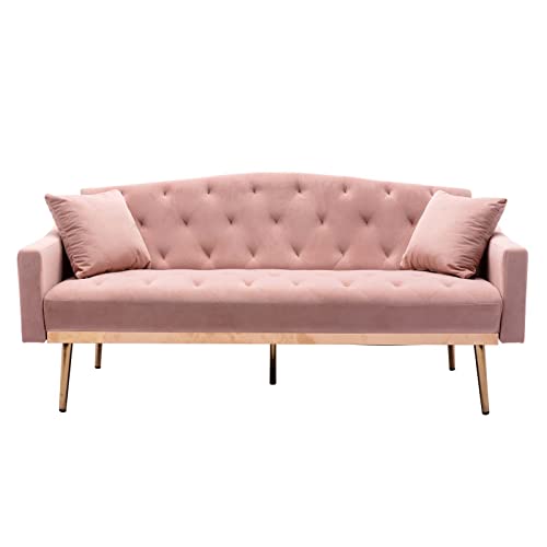Velvet Convertible Futon Sofa Bed with 2 Pillows K782