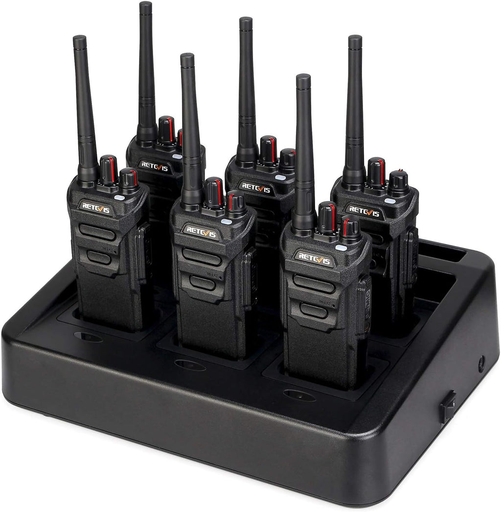 Retevis RT48 IP67 Waterproof Walkie Talkies for Adults,2 Way Radios Long Range,with 6 Way Multi Unit Charger,VOX,SOS Alarm,Rugged Two Way Radio for Construction Hotel School Manufacturing (6 Pack)