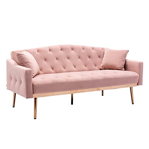 Velvet Convertible Futon Sofa Bed with 2 Pillows K782
