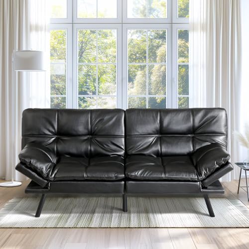 MUUEGM Futon Sofa Bed Couch, Memory Foam Futon Convertible Futon Couch, Sofa Bed Couch,Modern Loveseat Daybed Sofa,Comfy Sleeper Couch for Apartment, Living Room,Easy Assemble,Blue