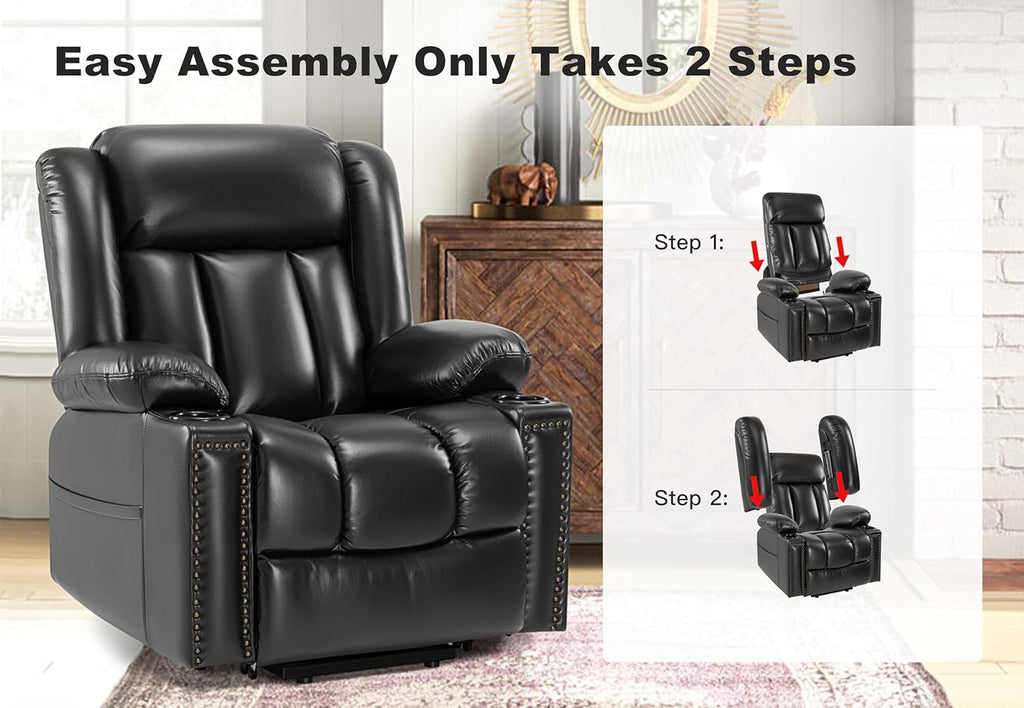 Power Lift Chair Recliner for Elderly with Heat and Massage, Black B20413