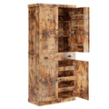 IRONCK Kitchen Pantry Cabinet with Sliding Storage Rack and 6 Hanging Shelves, 72" Height Tall Freestanding Cupboard for Living Room, Dining Room, Laundry, White