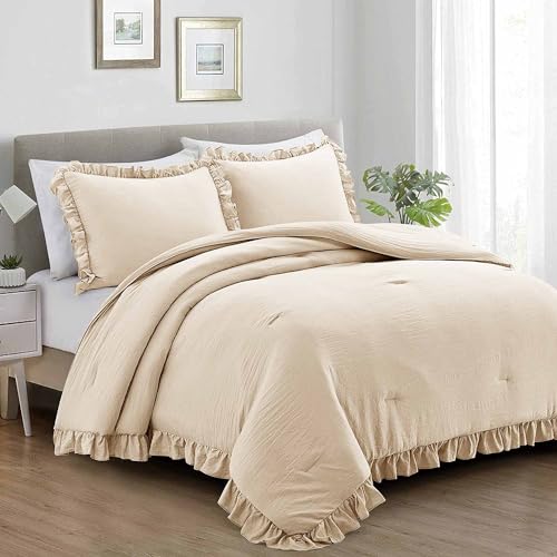 Pink White Floral Reversible Comforter Set with Branches Pattern, 104 x 90 inches, 3 Piece X41700