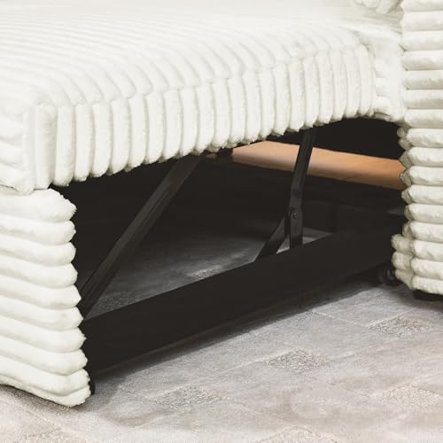 Corduroy Tufted Sleeper Sectional Sofa with Storage Chaise C37287