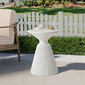 Concrete Outdoor Side Table - Rustic Industrial Accent Table with Pedestal Base and Two Hands - Perfect for Living Room, Bedroom, Porch - Purplish-Pinkish Grey