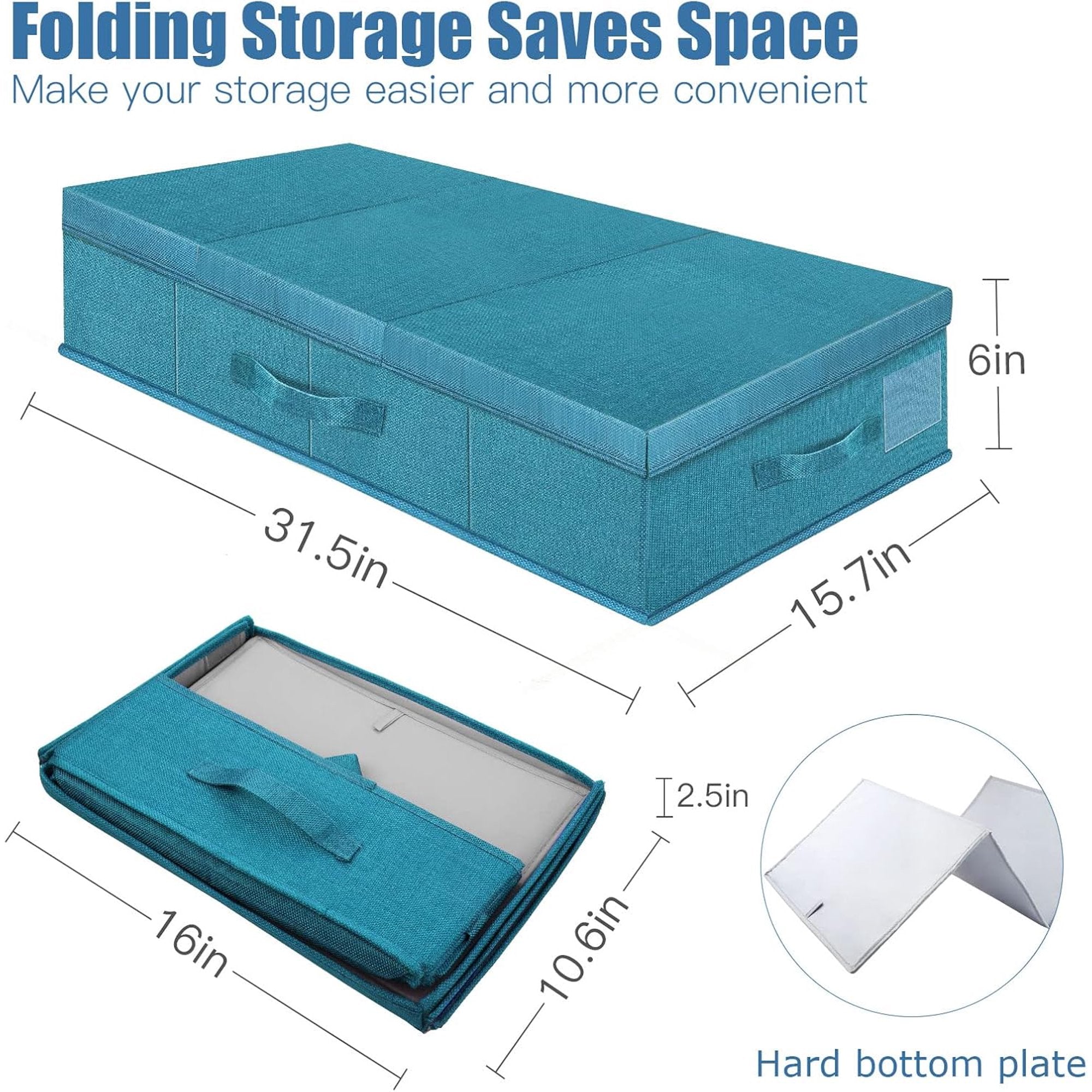 Underbed Storage Containers with Lids, Foldable Organizer Box for Clothes, Shoes, Blankets, Pillows F6366