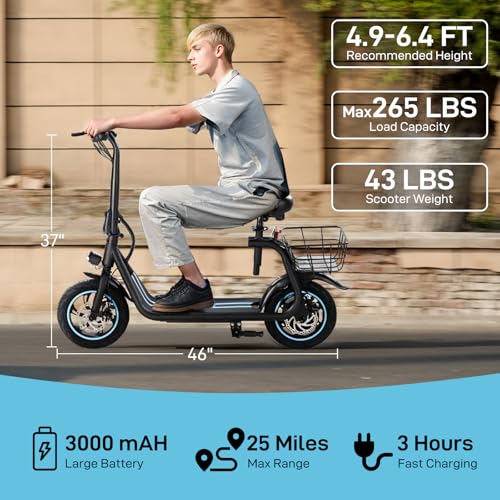 Electric Scooter for Adults, Foldable, 450W Motor, 12" Pneumatic Tire, Dual Disc Brake D9923