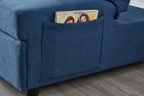 Convertible Sofa Chair Bed, Adjustable Pullout Sleeper with Linen Fabric J654