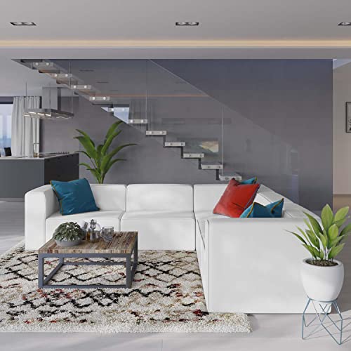 Vegan Leather 5-Piece Sectional Sofa, White P63544