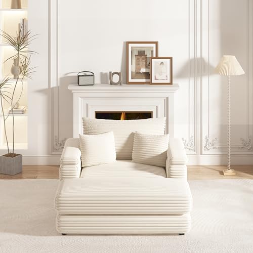 Corduroy 3 Seater Sectional Sofa with Ottoman M24378