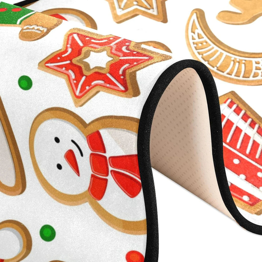 Gingerbread Cookie Christmas Runner Rug with Rubber Backing, Non Slip Washable Hallway Carpet C9917
