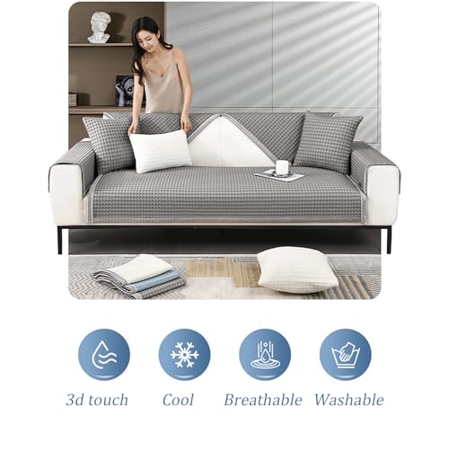 Cooling Ice Couch Cover, Anti-slip Breathable Sofa Cover, Washable, Blue 28"x59" B767847